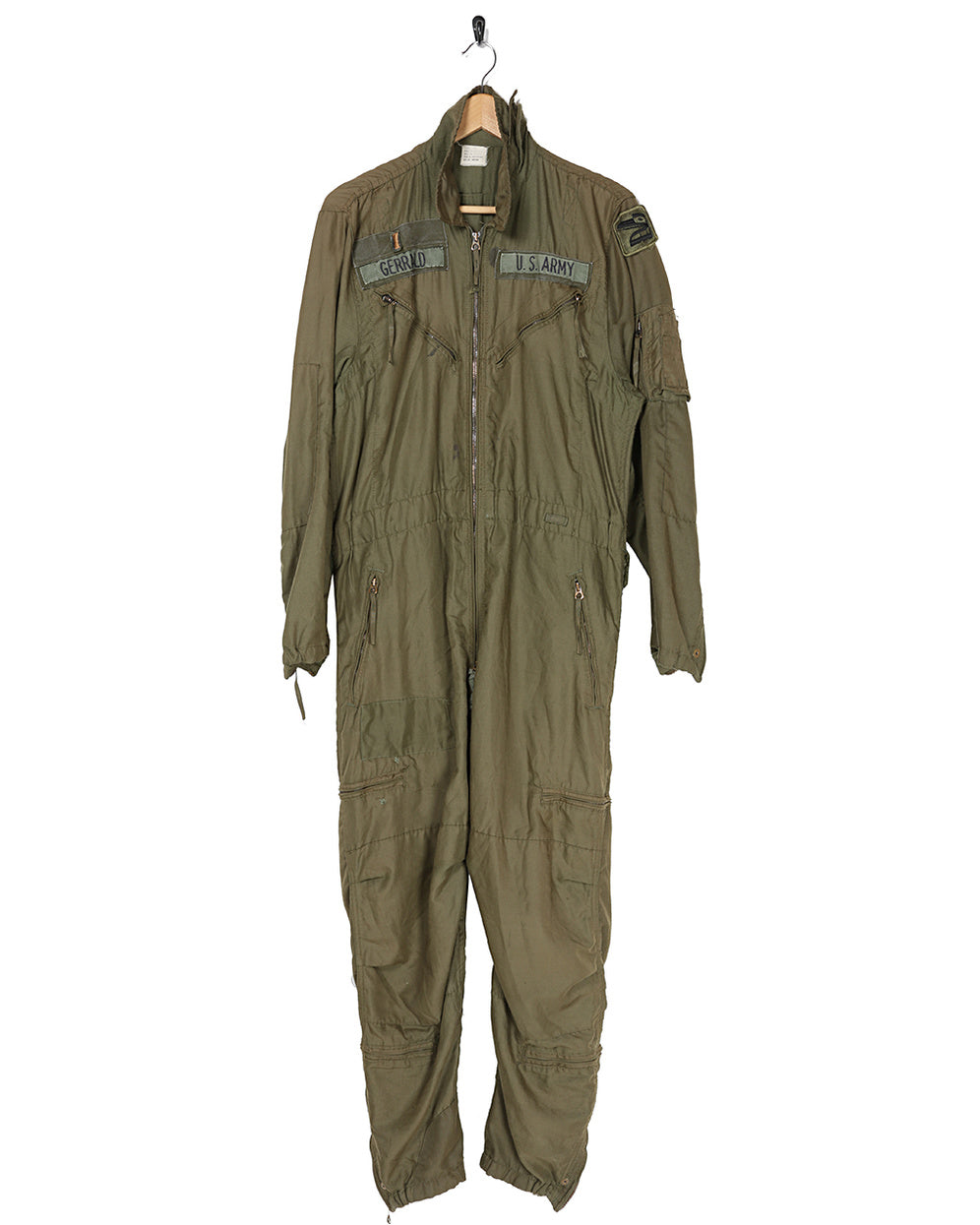 1990s Gulf War Vintage US army Patched Green Nomex Tanker Coveralls - Large