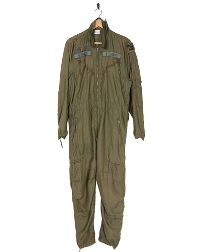 1990s Gulf War Vintage US army Patched Green Nomex Tanker Coveralls - Large