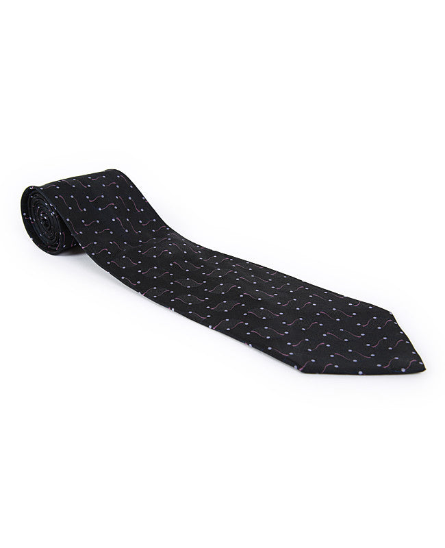 90s Valentino Black Patterned Silk Tie