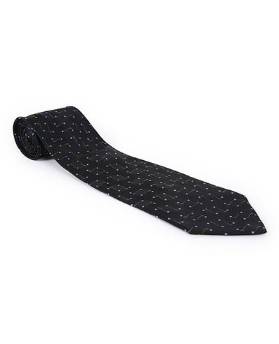 90s Valentino Black Patterned Silk Tie
