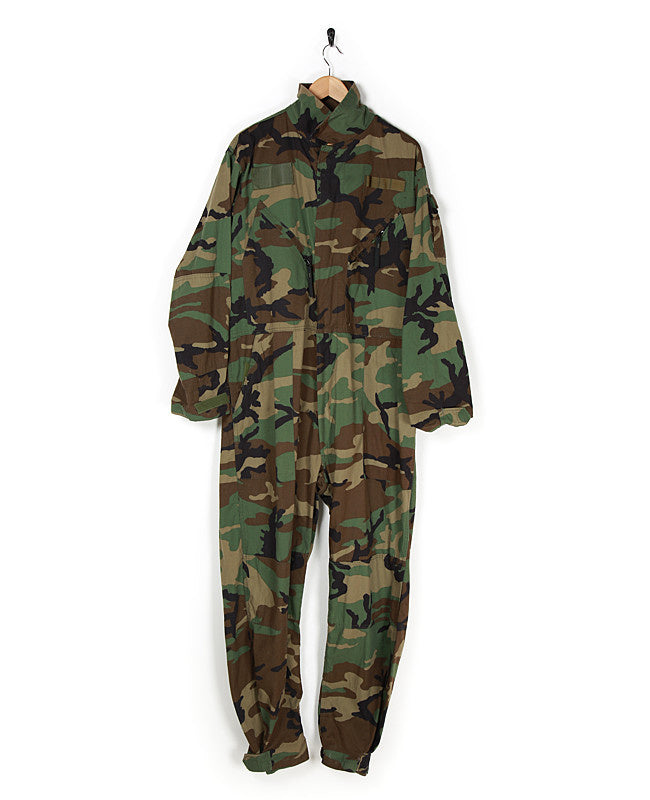 1990s Vintage US Army M81 Woodland CVC Armoured Vehicle Crewman Tanker Coveralls - L