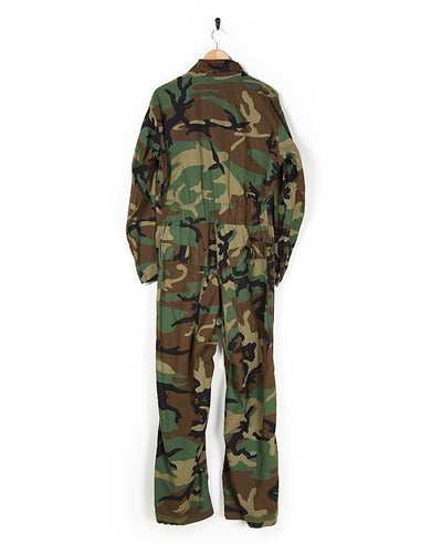 1990s Vintage US Army M81 Woodland CVC Armoured Vehicle Crewman Tanker Coveralls - L