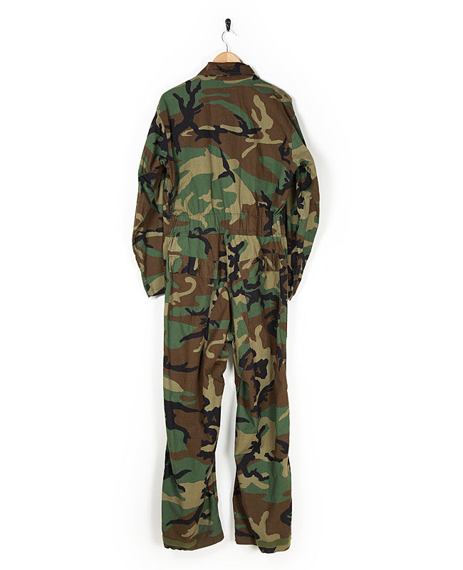 1990s Vintage US Army M81 Woodland CVC Armoured Vehicle Crewman Tanker Coveralls - L