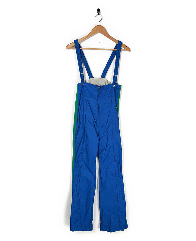 70s Blue &amp; Green Ski Salopettes - S