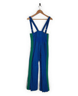 70s Blue &amp; Green Ski Salopettes - S