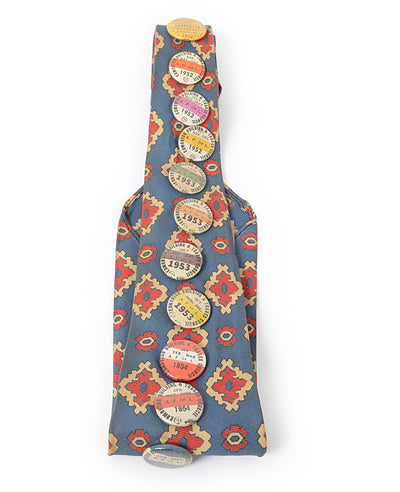 Vintage 50s Patterned Tie with Original badge Pins