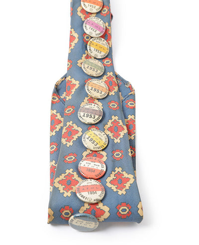 Vintage 50s Patterned Tie with Original badge Pins