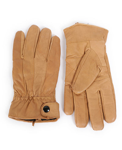 Light Brown Leather Gloves - One Size