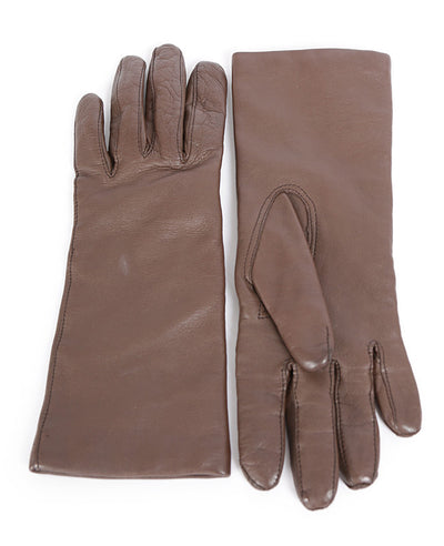 60s Brown Leather Gloves - One Size