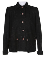 60s Black Tweed Jacket - M