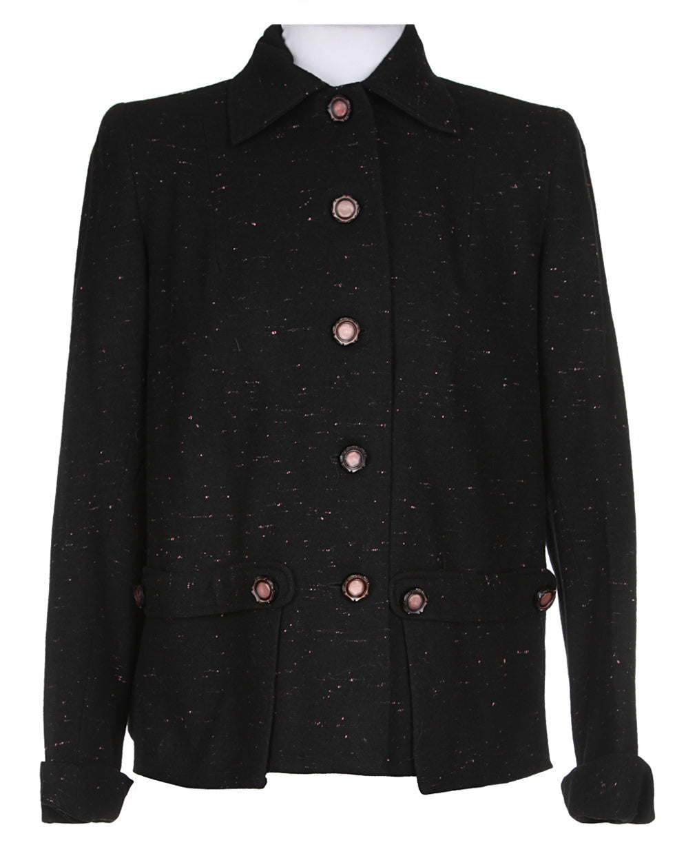 60s Black Tweed Jacket - M