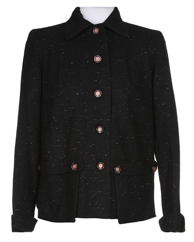 60s Black Tweed Jacket - M