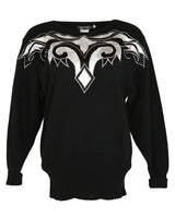 1980s Black &amp; Silver Jumper - M