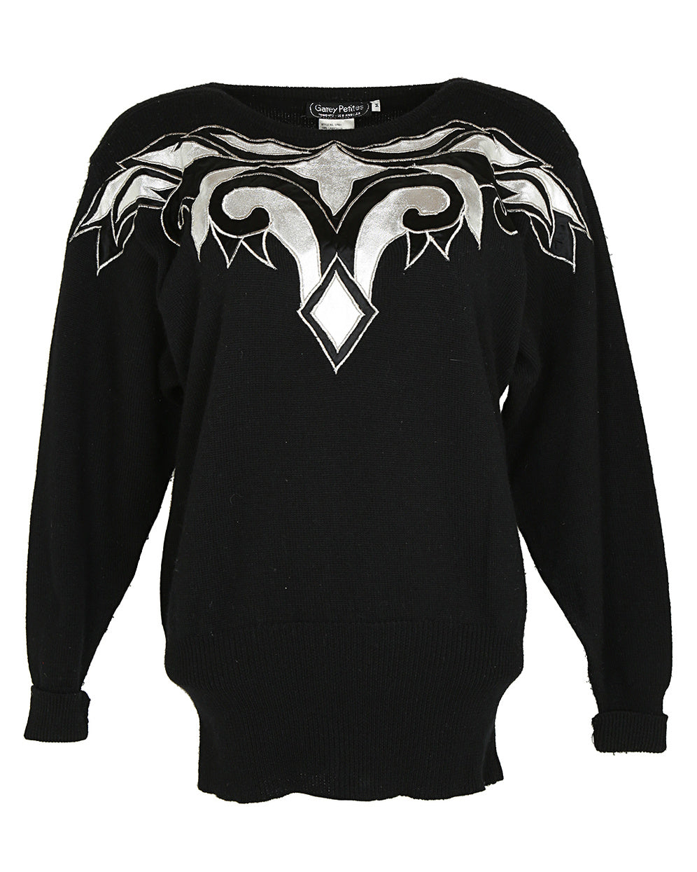 1980s Black &amp; Silver Jumper - M