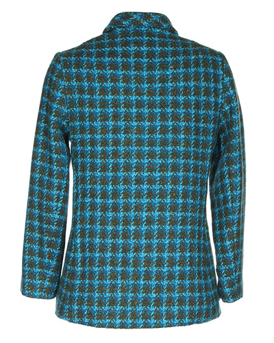 60s Blue & Green Tartan Wool Jacket - S