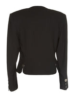 80s Jaeger Black Plain Wool Jacket - M