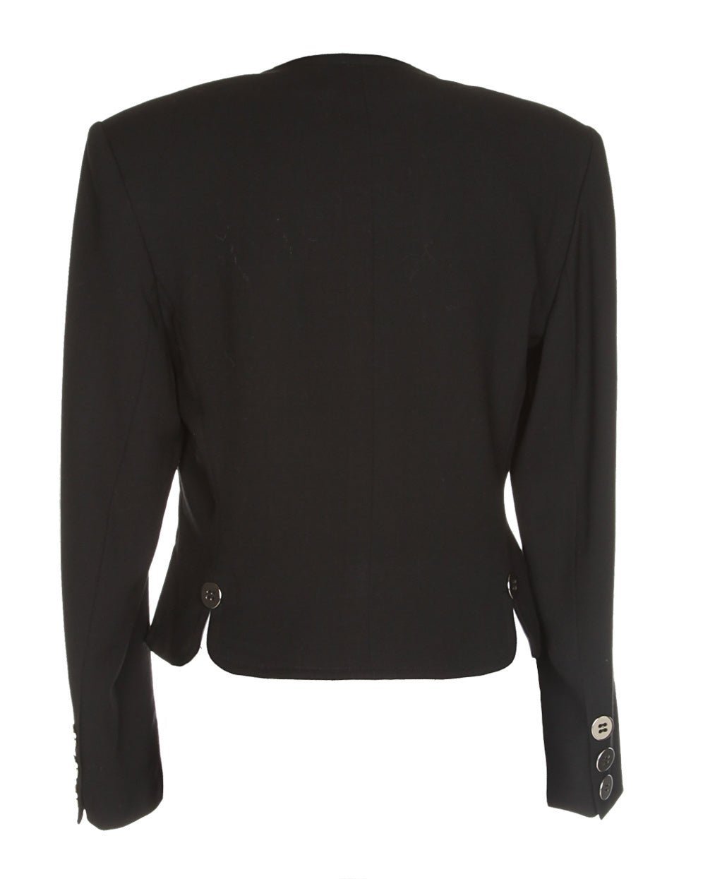 80s Jaeger Black Plain Wool Jacket - M