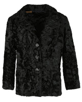 60s Black Faux Fur Jacket - M