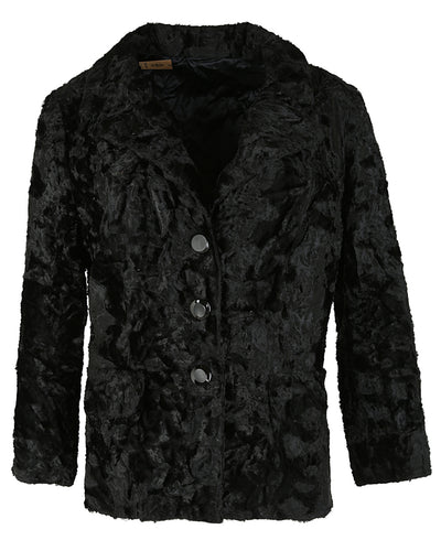 60s Black Faux Fur Jacket - M