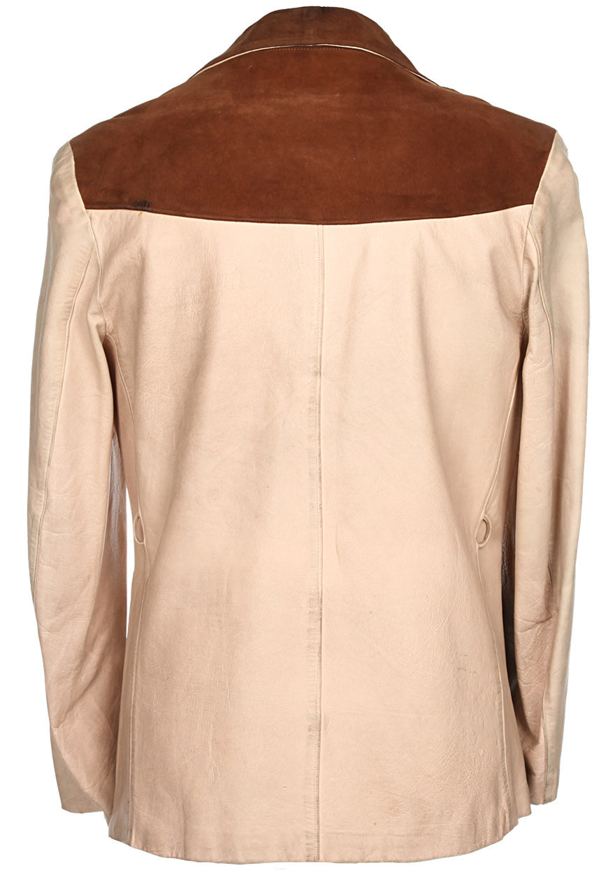 40s Brown and Beige Leather and Suede Jacket - M