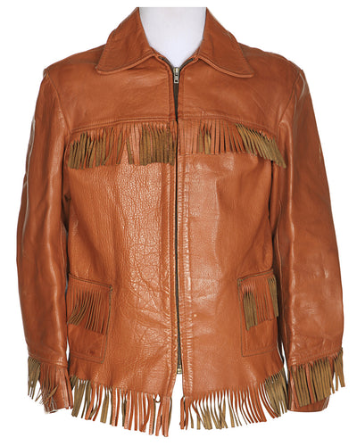 50s Boutique Tan Leather Jacket - S