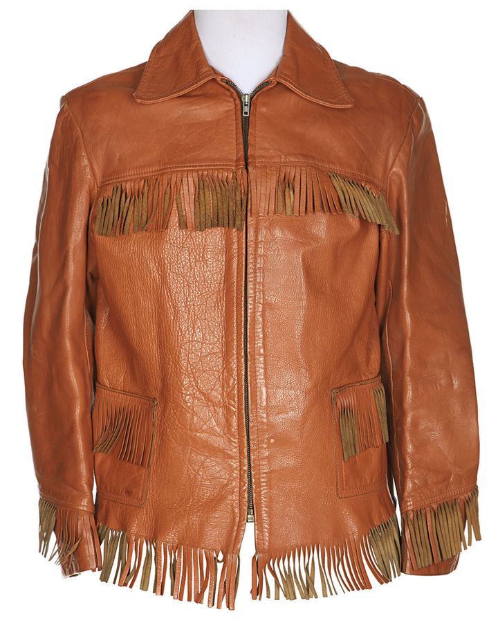 50s Boutique Tan Leather Jacket - S