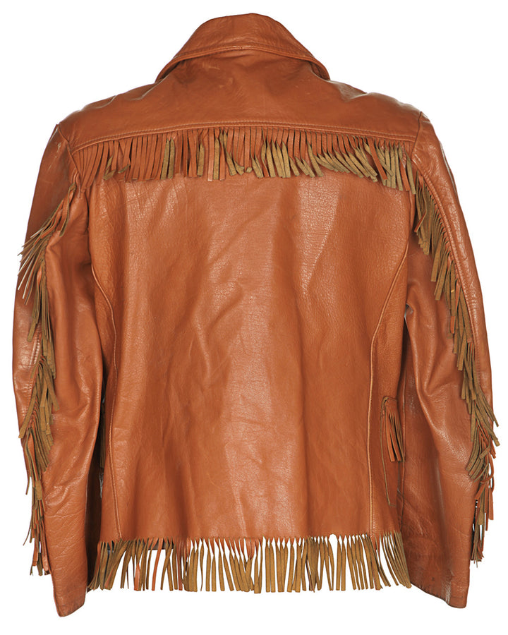 50s Boutique Tan Leather Jacket - S