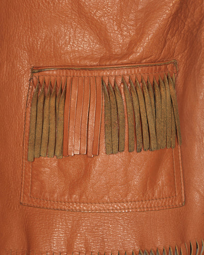 50s Boutique Tan Leather Jacket - S