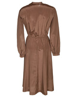 80s Lanvin Brown Dot Print Midi Dress - XS