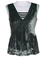 Marc Jacobs Green Polka Dot Sleeveless Velvet Top - S