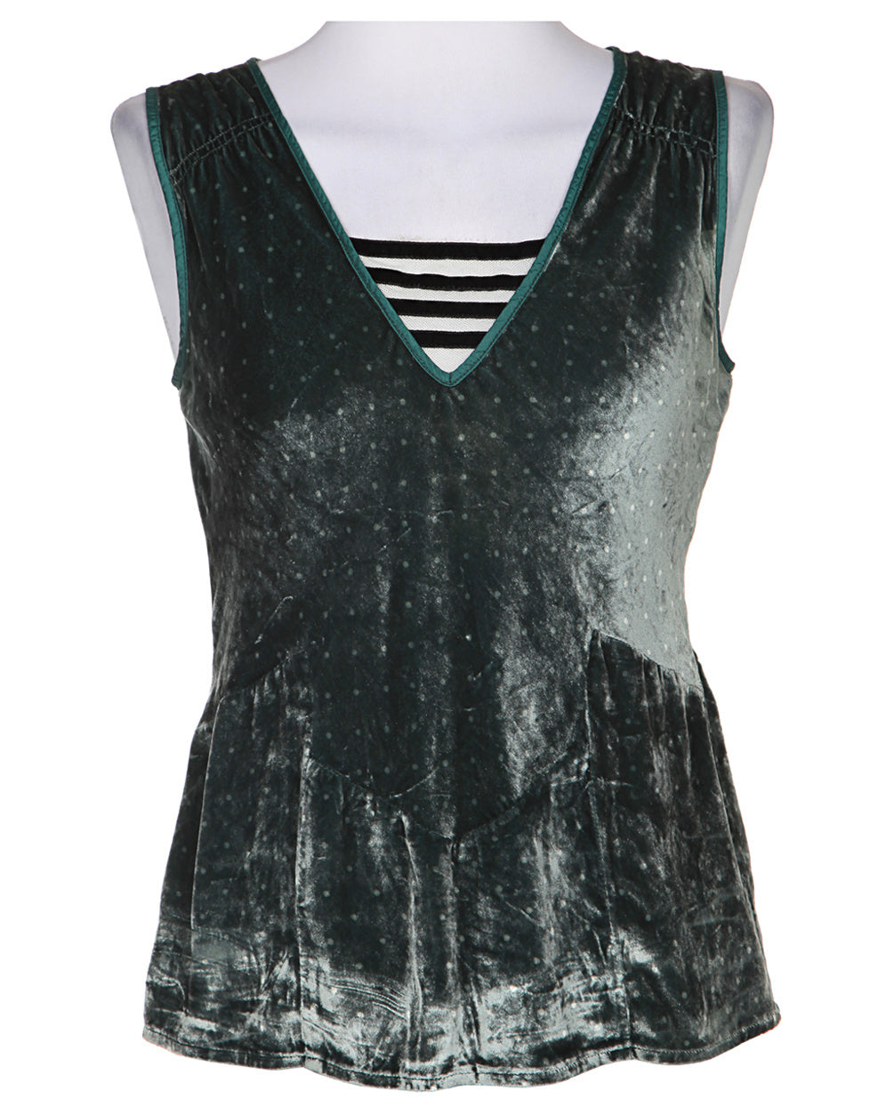 Marc Jacobs Green Polka Dot Sleeveless Velvet Top - S