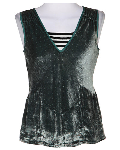 Marc Jacobs Green Polka Dot Sleeveless Velvet Top - S