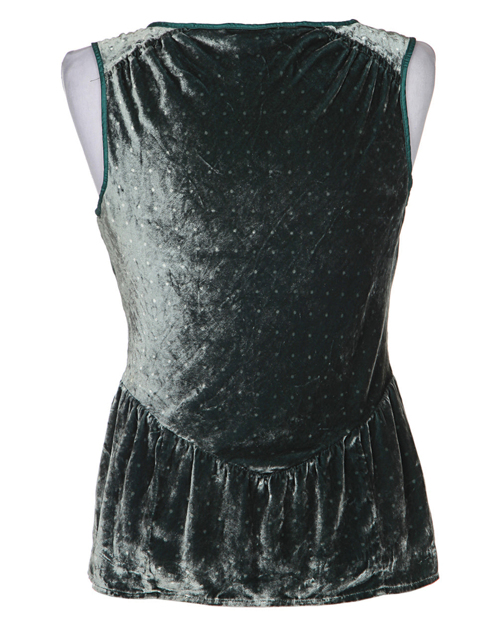 Marc Jacobs Green Polka Dot Sleeveless Velvet Top - S