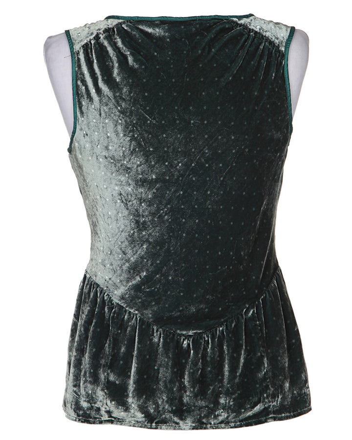 Marc Jacobs Green Polka Dot Sleeveless Velvet Top - S
