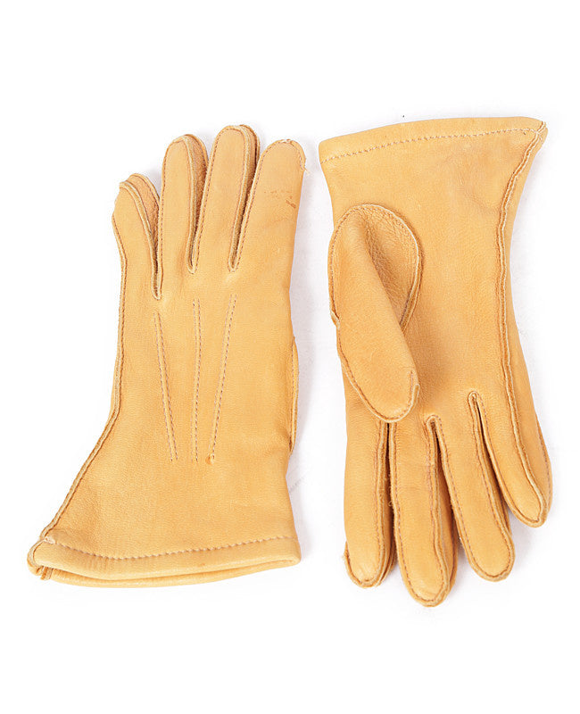 70s Tan Brown Leather Gloves - One Size