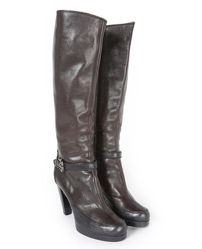 Fendi Brown Leather Ankle Calf Length Boots - UK 3.5