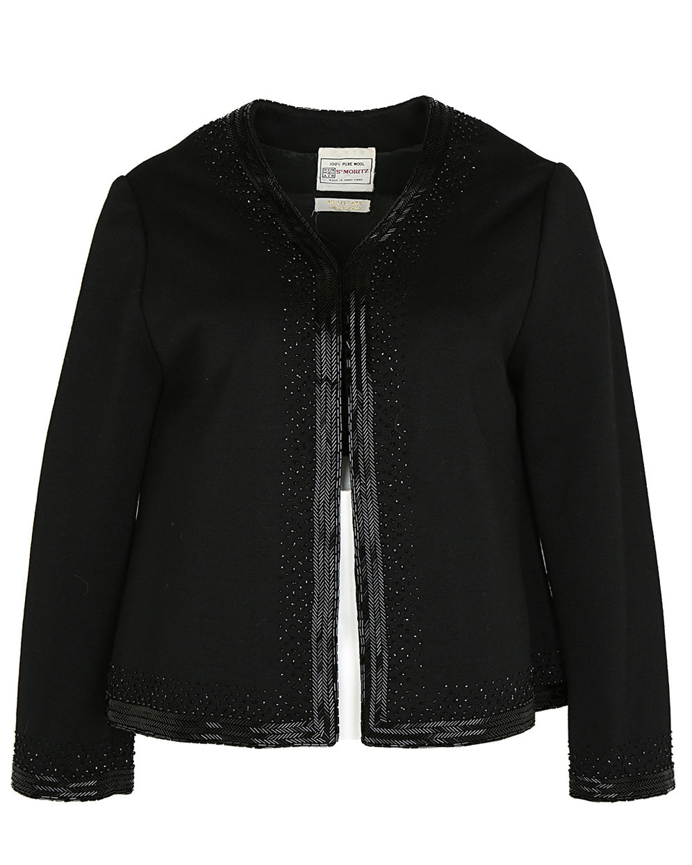 70s Black Embellished Jacket - M