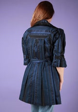 Diane von Furstenberg Blue Striped Mac - M