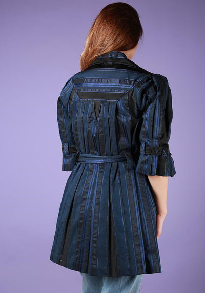 Diane von Furstenberg Blue Striped Mac - M