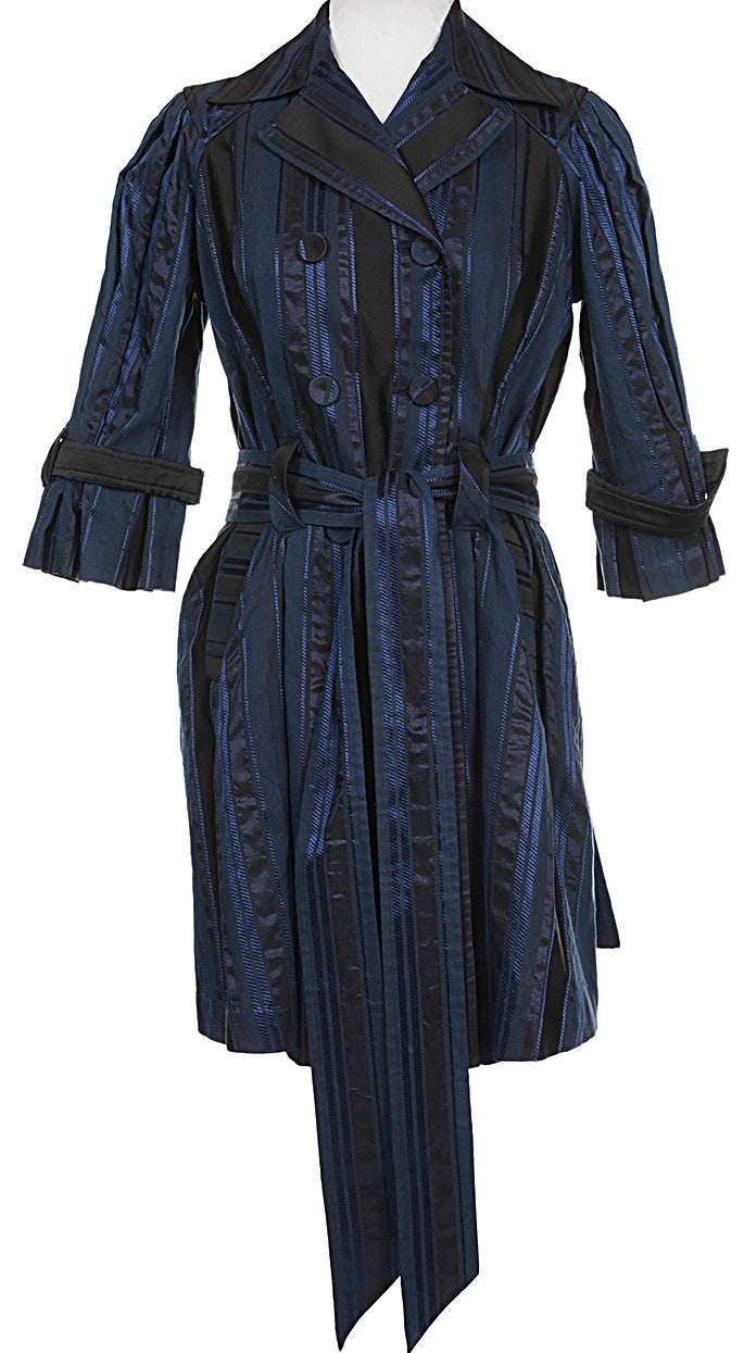 Diane von Furstenberg Blue Striped Mac - M