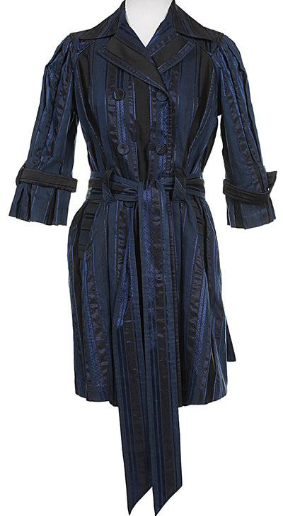 Diane von Furstenberg Blue Striped Mac - M