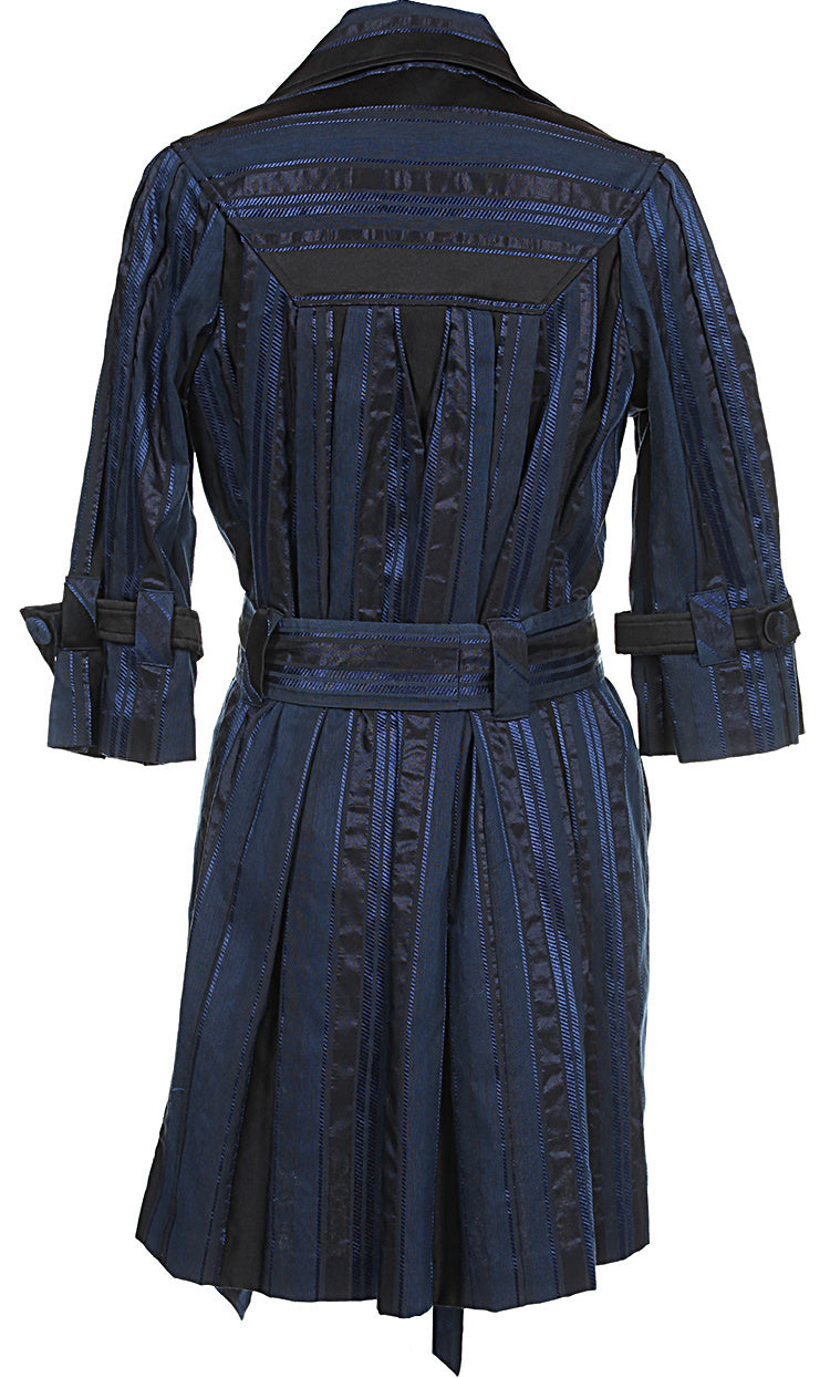Diane von Furstenberg Blue Striped Mac - M