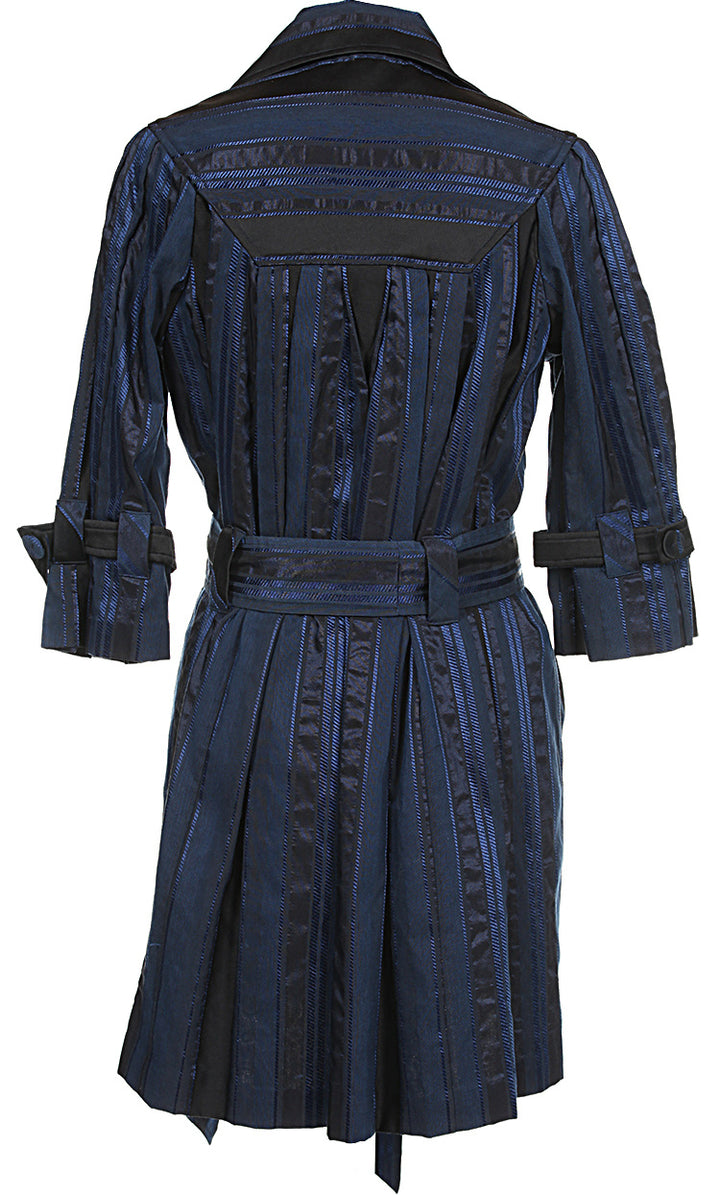 Diane von Furstenberg Blue Striped Mac - M