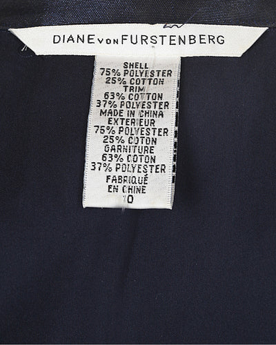 Diane von Furstenberg Blue Striped Mac - M