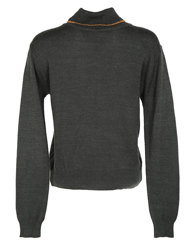 80s Grey Turtleneck Jumper - M