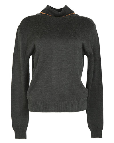 80s Grey Turtleneck Jumper - M