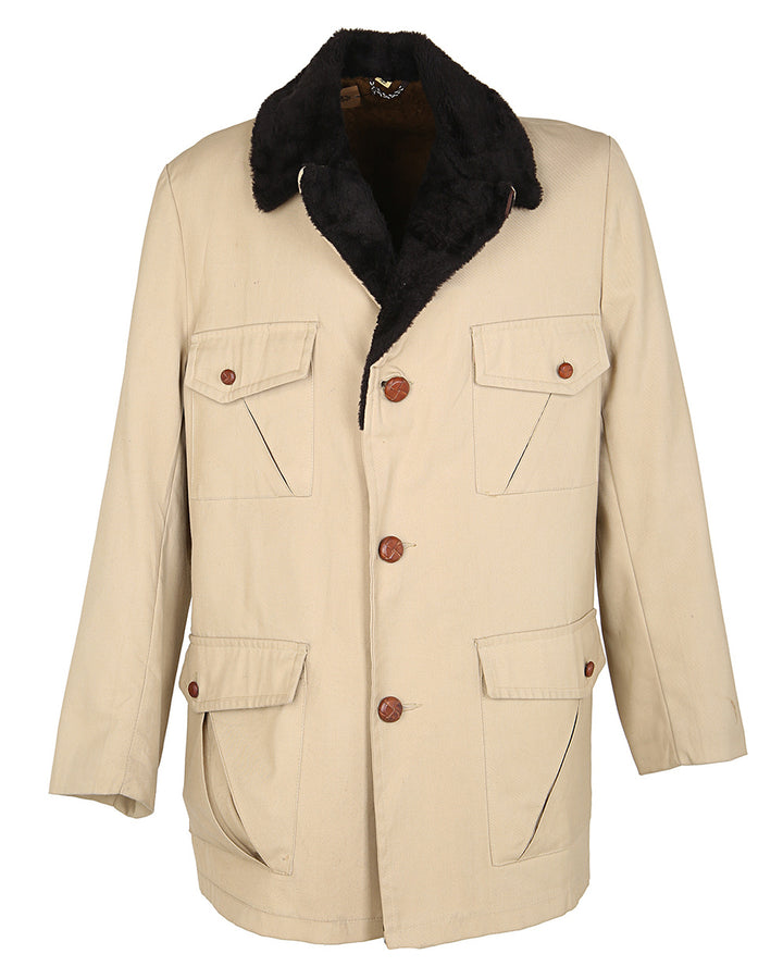 60s Beige Fleece Lined Jacket - M
