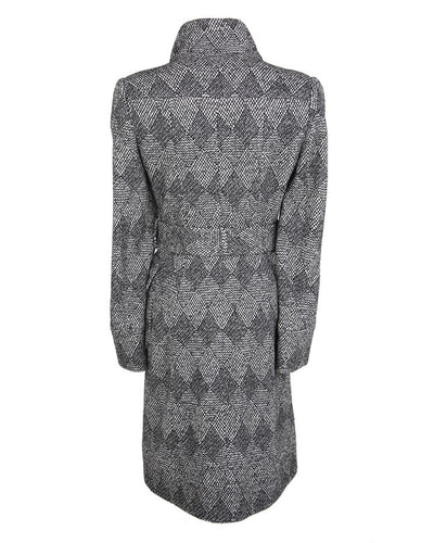 Diane Von Furstenberg Black & Grey Speckled Wool Coat - S