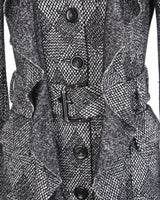Diane Von Furstenberg Black &amp; Grey Speckled Wool Coat - S
