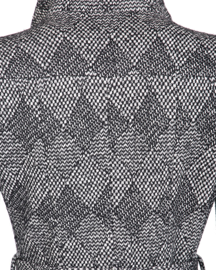 Diane Von Furstenberg Black & Grey Speckled Wool Coat - S